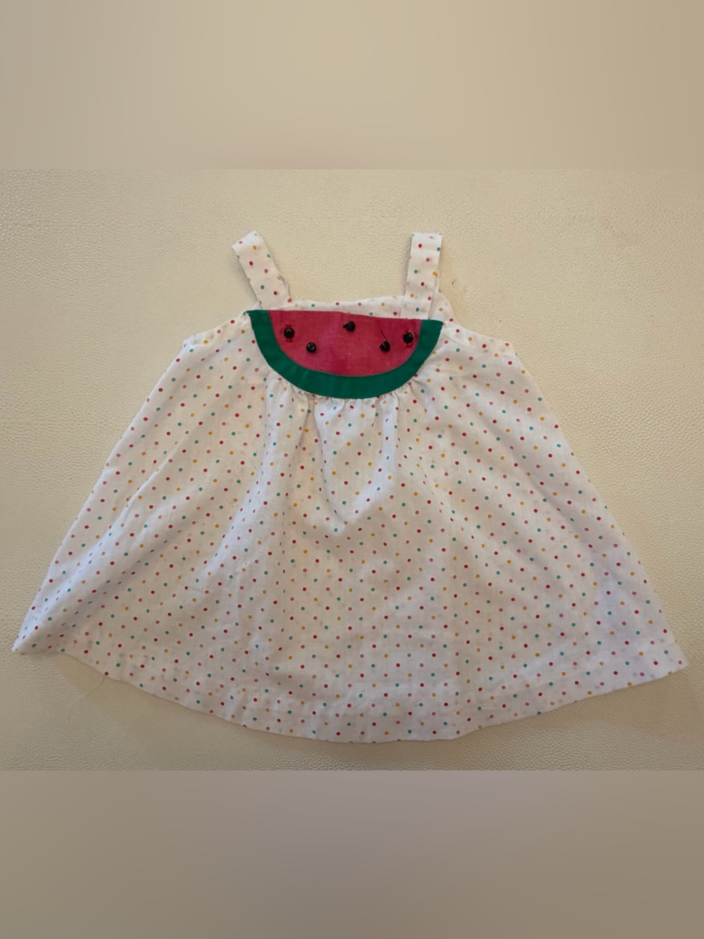 Vintage White Polka Dot and Watermelon top- 2T